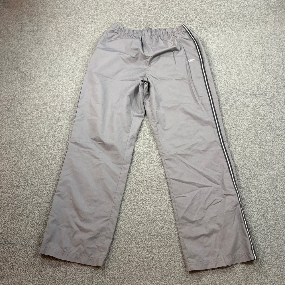 Reebok Track Pants Women Size M Gray Side Stripe Windbreaker Athletic 7850